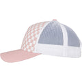 Light Rose-White - Side - Flexfit by Yupoong Checkerboard Retro Trucker Cap