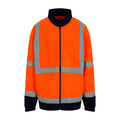 Orange-Navy - Front - PRO RTX High Visibility Mens Full-Zip Fleece