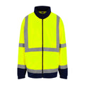 Yellow-Navy - Front - PRO RTX High Visibility Mens Full-Zip Fleece
