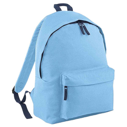 Sky Blue-French Navy - Front - Bagbase Original Plain Backpack