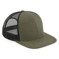 Olive Green-Black - Front - Beechfield Unisex Adult Trucker Cap