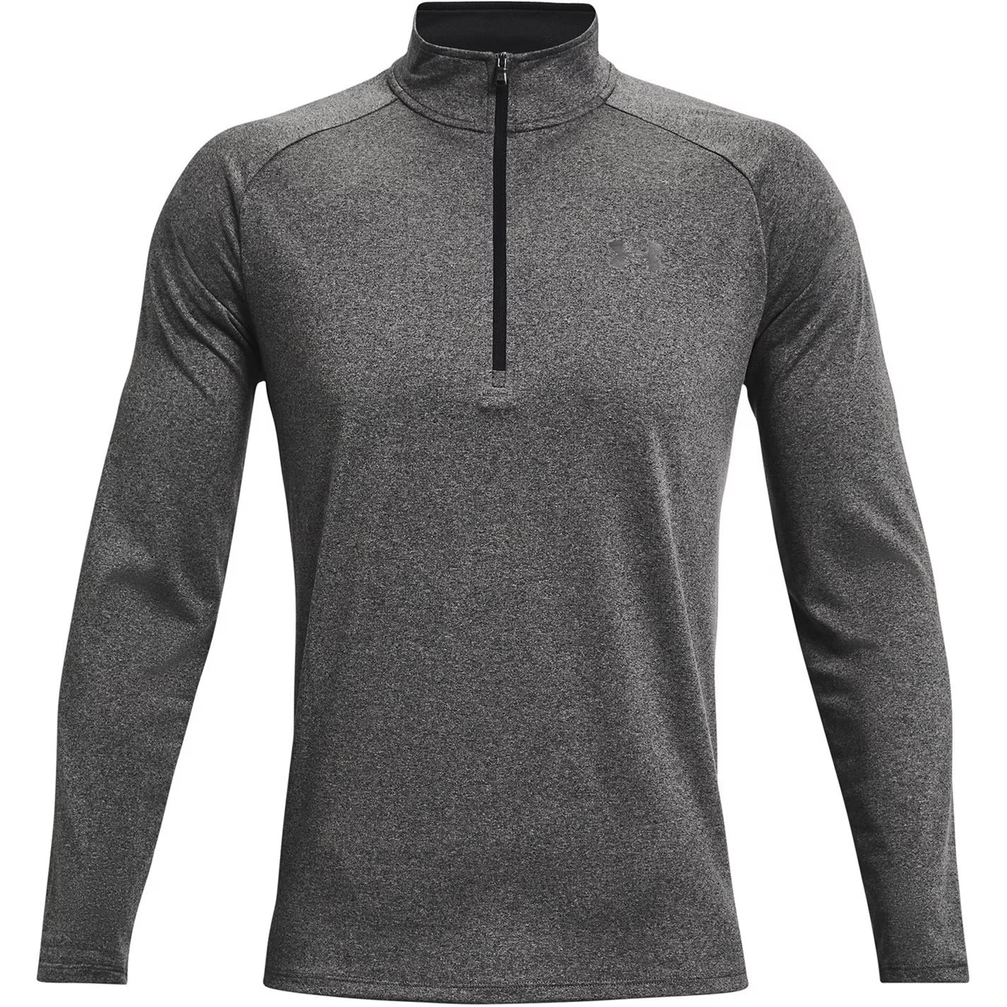 Carbon Heather-Black - Front - Under Armour Mens 2.0 Half Zip Technical Top