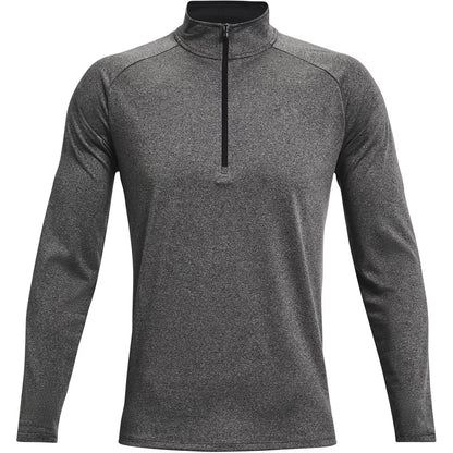 Carbon Heather-Black - Front - Under Armour Mens 2.0 Half Zip Technical Top
