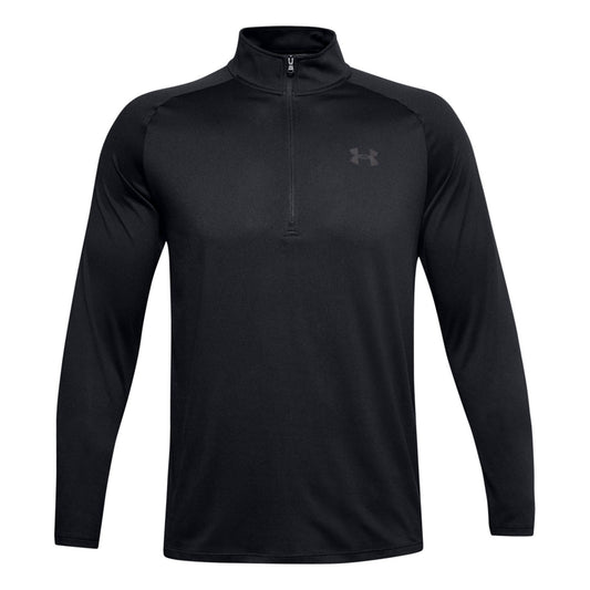 Black-Charcoal Grey - Front - Under Armour Mens 2.0 Half Zip Technical Top