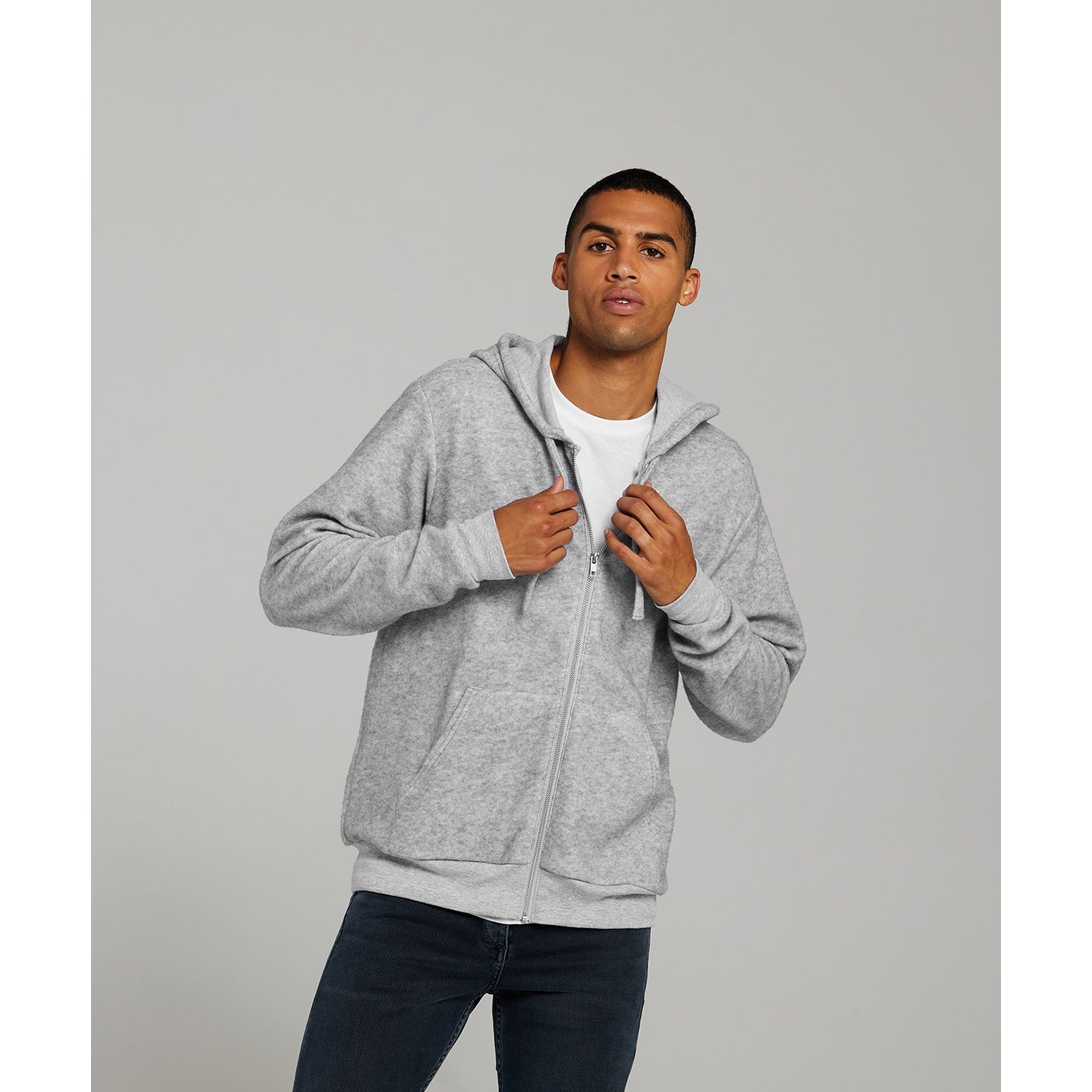 Athletic Heather Grey - Side - Bella + Canvas Unisex Adult Hoodie