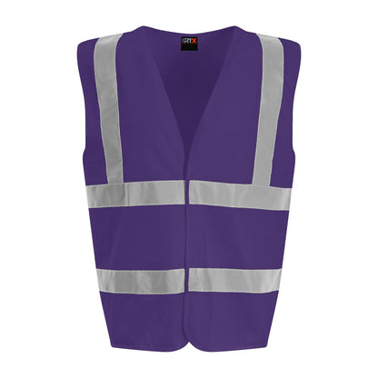 Purple - Front - PRO RTX Unisex Adult Sleeveless Hi-Vis Vest