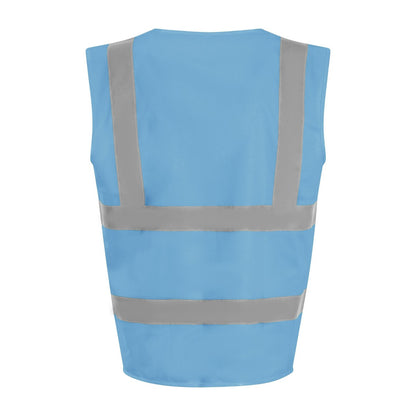 Sky Blue - Back - PRO RTX Unisex Adult Sleeveless Hi-Vis Vest