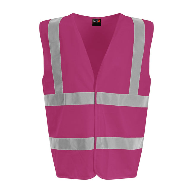 Raspberry - Front - PRO RTX Unisex Adult Sleeveless Hi-Vis Vest
