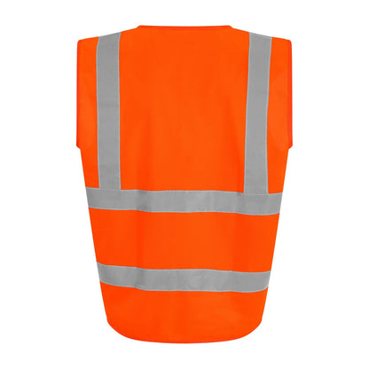 Hi Vis Orange - Back - PRO RTX Unisex Adult Sleeveless Hi-Vis Vest