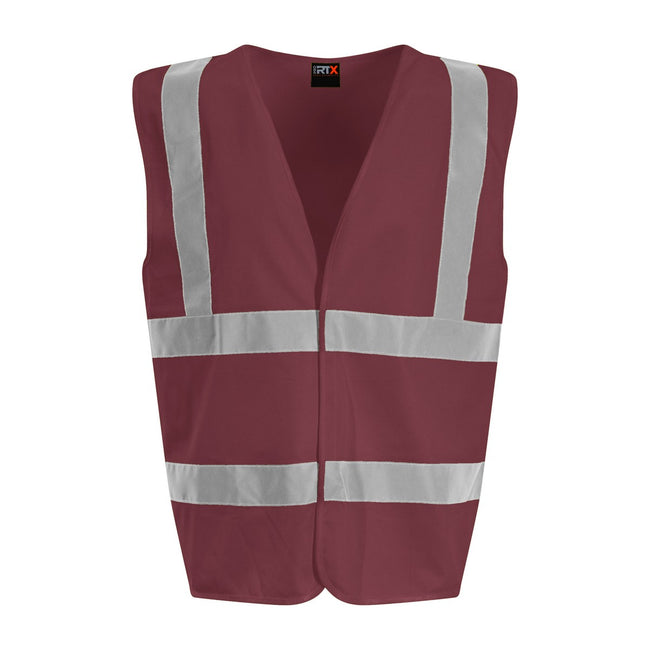 Maroon - Front - PRO RTX Unisex Adult Sleeveless Hi-Vis Vest