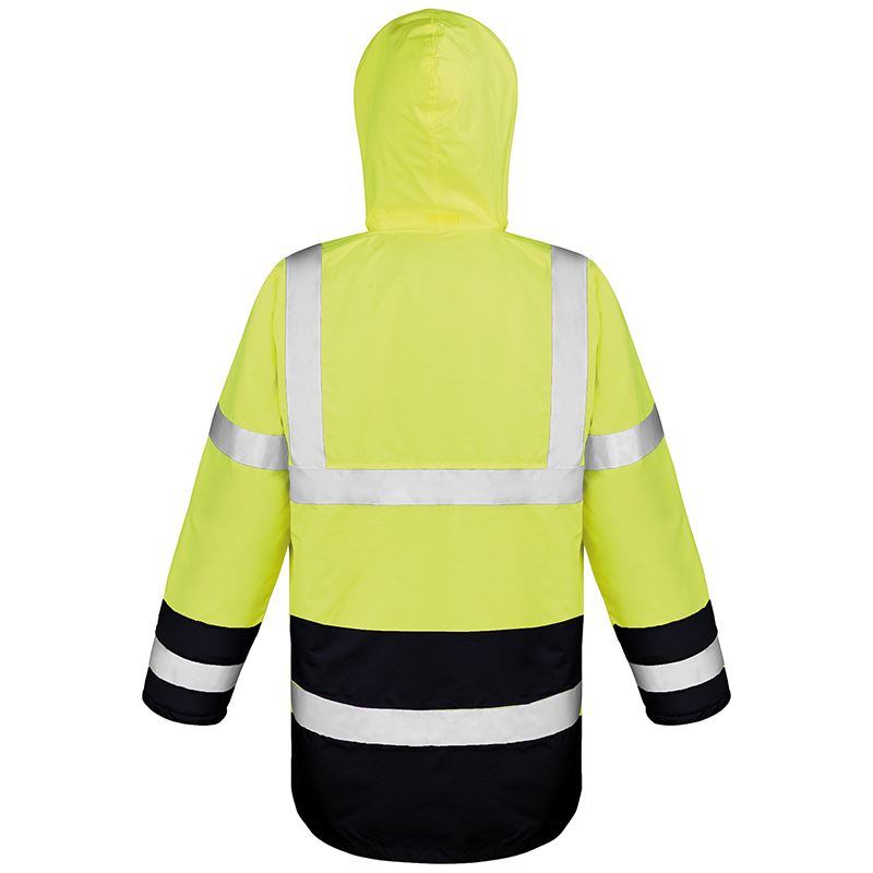Fluorescent Yellow-Black - Side - Result Unisex Adult Motorway Two Tone Safety Coat