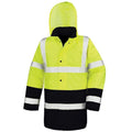 Fluorescent Yellow-Black - Front - Result Unisex Adult Motorway Two Tone Safety Coat