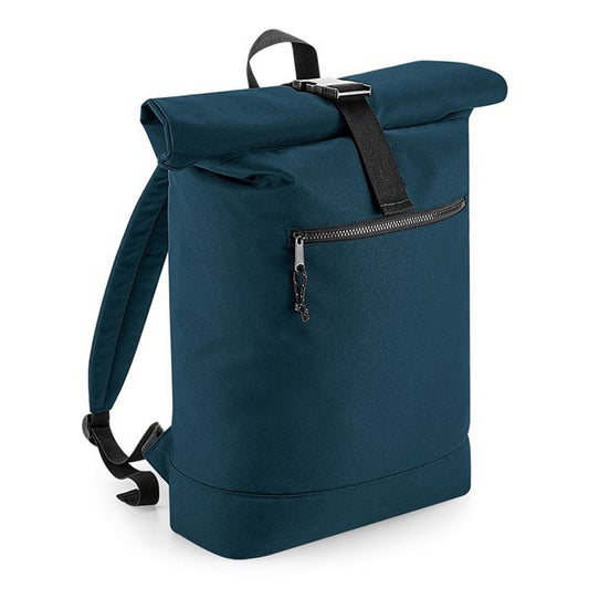 Petrol Blue - Front - Bagbase Rolled Top Recycled Backpack