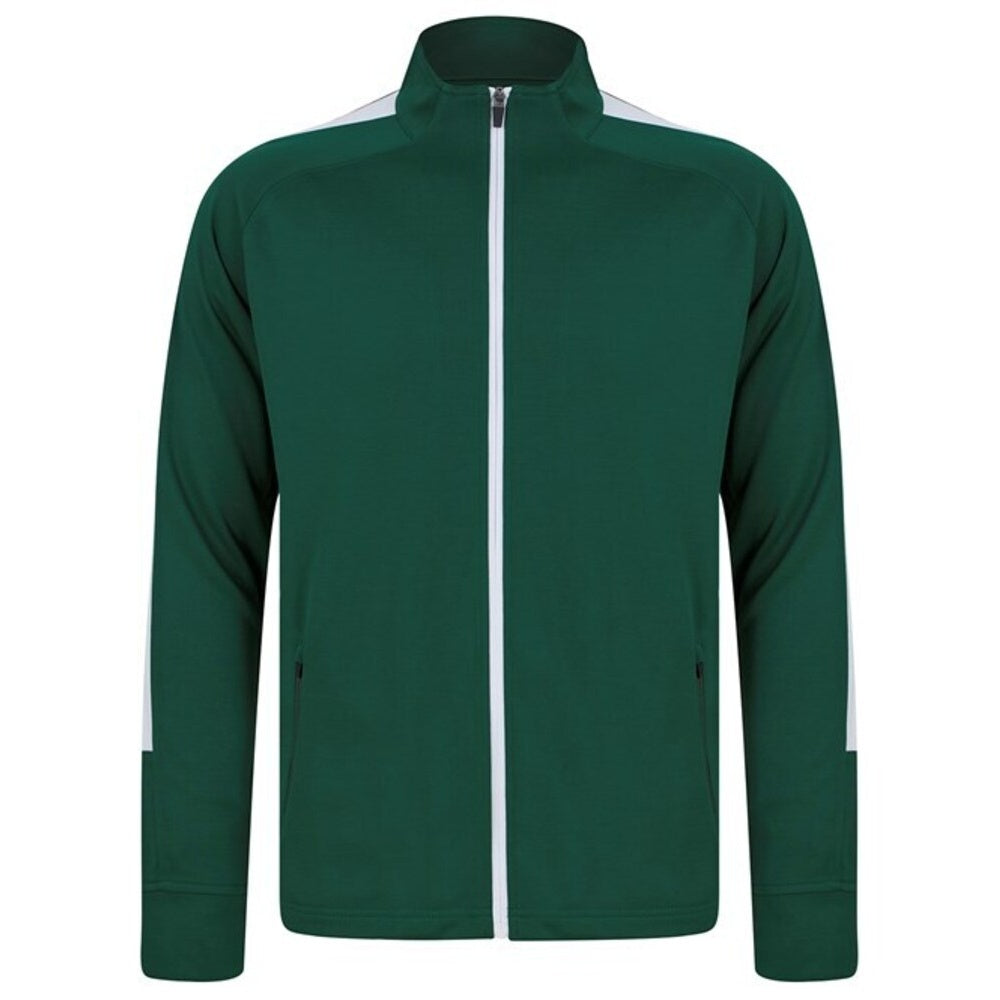 Bottle Green-White - Front - Finden & Hales Womens-Ladies Track Top
