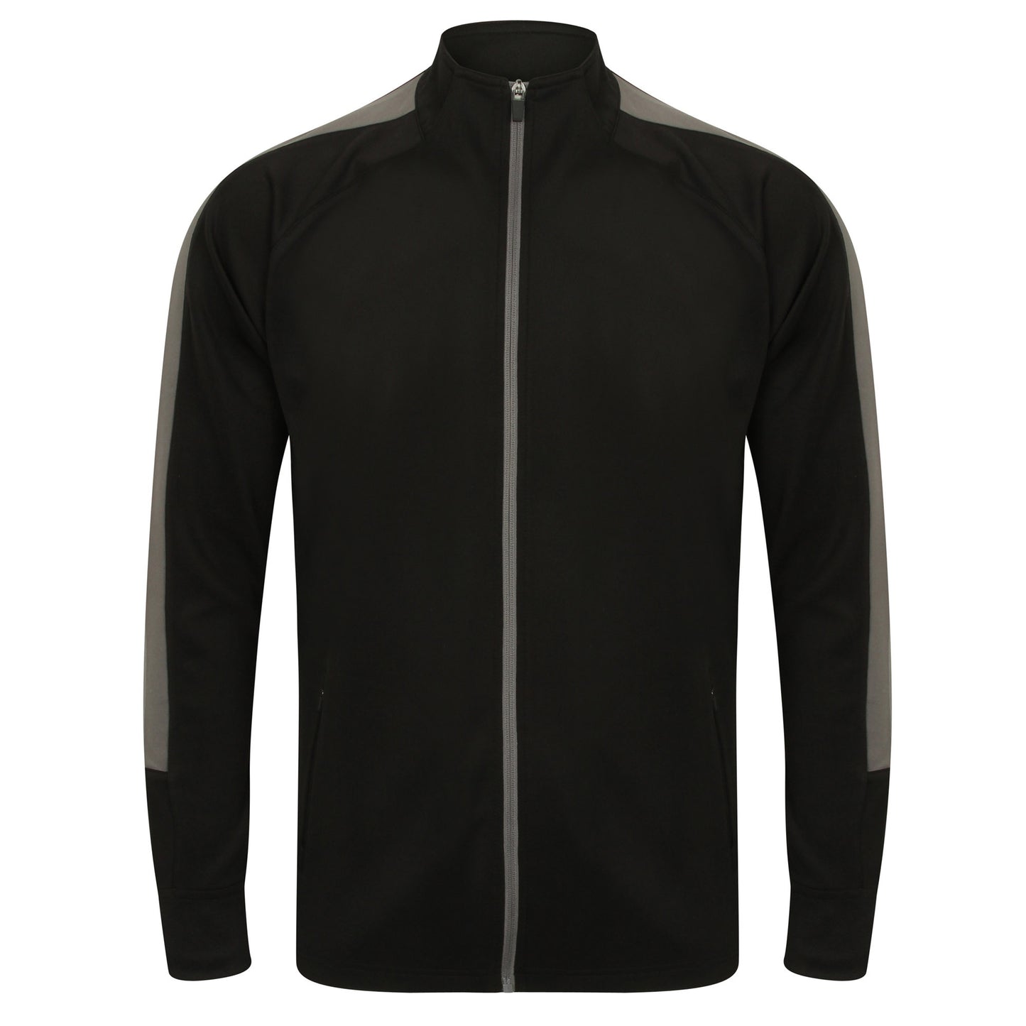 Black-Gunmetal Grey - Front - Finden & Hales Womens-Ladies Track Top