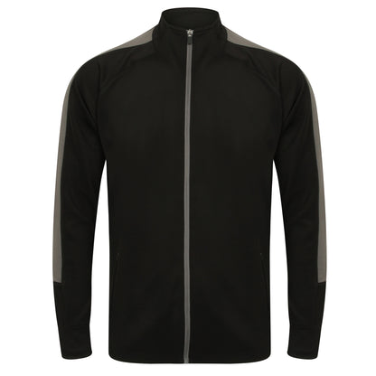 Black-Gunmetal Grey - Front - Finden & Hales Womens-Ladies Track Top