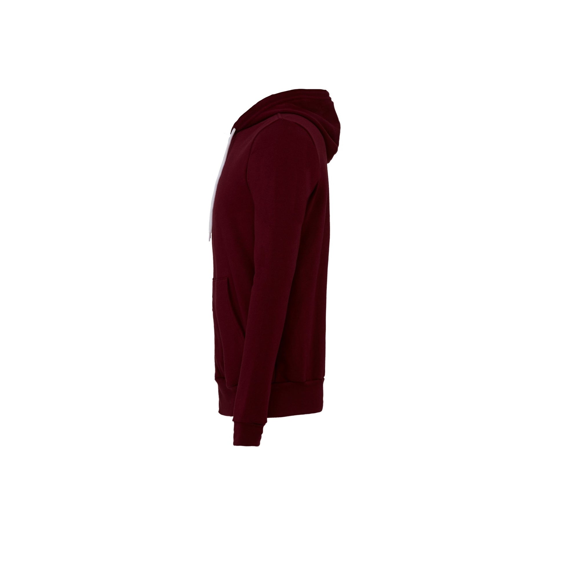 Maroon - Side - Bella + Canvas Unisex Adult Fleece Full Zip Hoodie