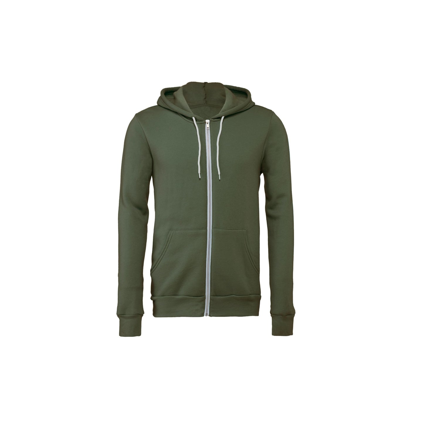 Military Green - Front - Bella + Canvas Unisex Adult Fleece Full Zip Hoodie