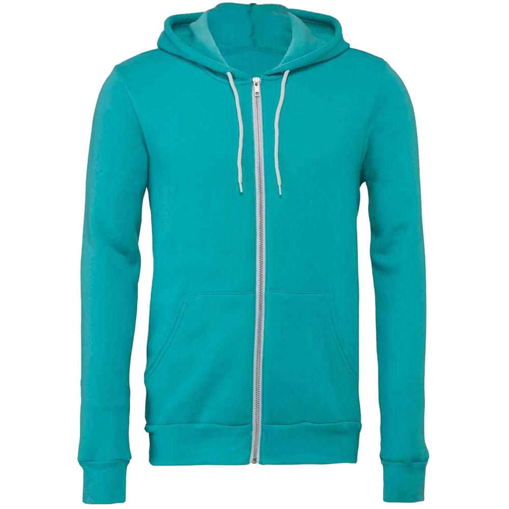 Teal - Front - Bella + Canvas Unisex Adult Fleece Full Zip Hoodie
