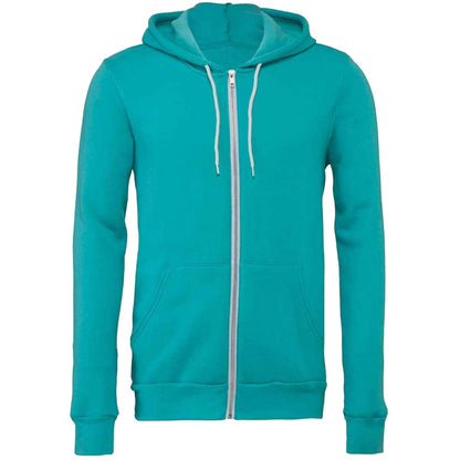 Teal - Front - Bella + Canvas Unisex Adult Fleece Full Zip Hoodie
