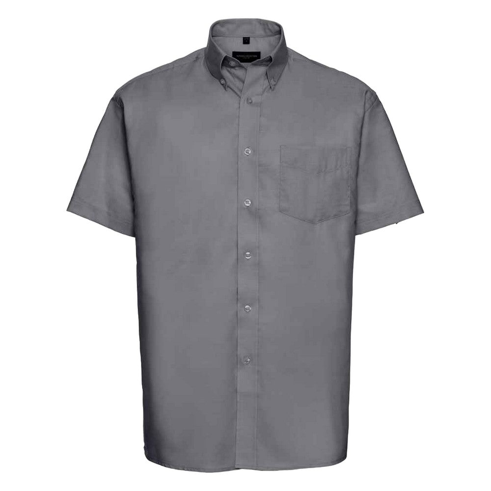 Silver - Front - Russell Collection Mens Oxford Formal Shirt