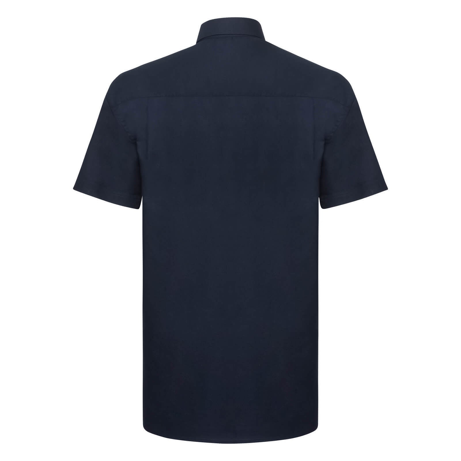 Bright Navy - Back - Russell Collection Mens Oxford Formal Shirt