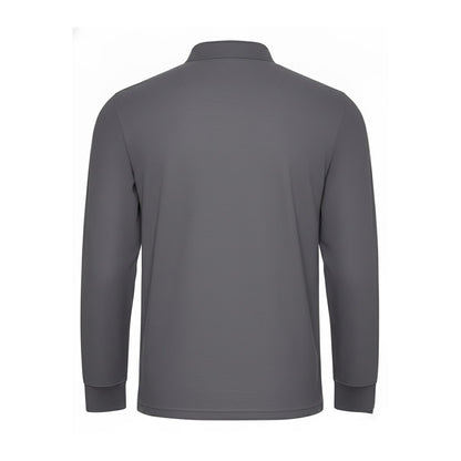 Solid Grey - Back - PRORTX Mens Long-Sleeved Polo Shirt
