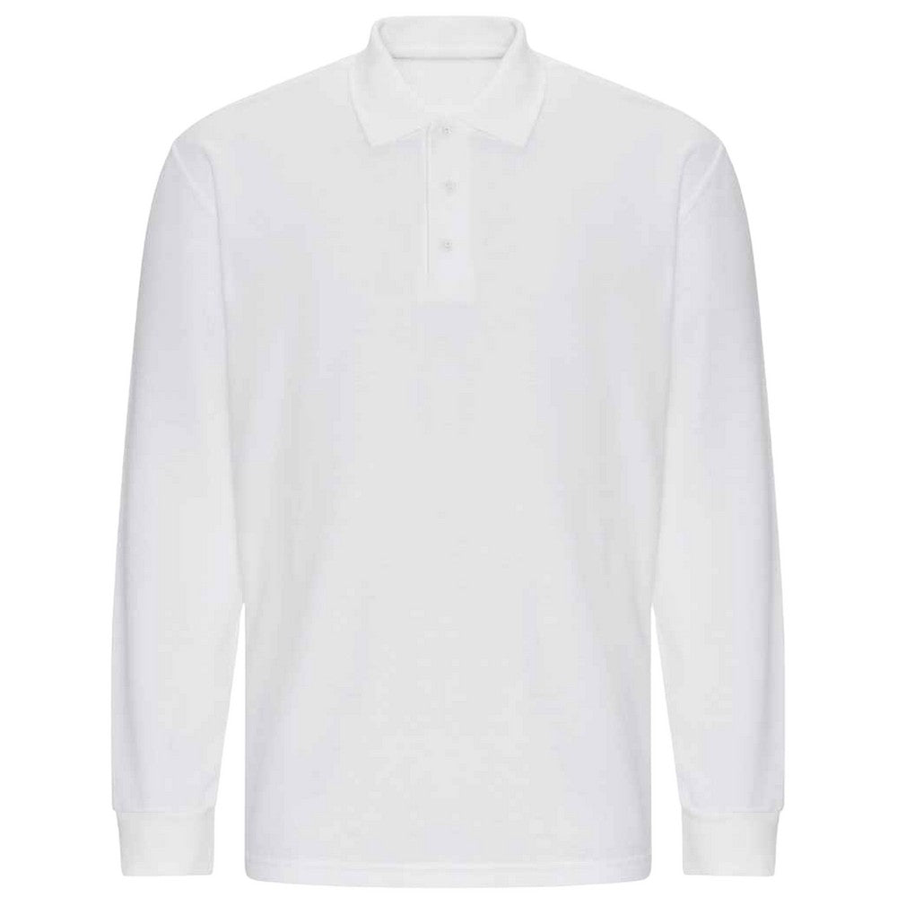 White - Front - PRORTX Mens Long-Sleeved Polo Shirt