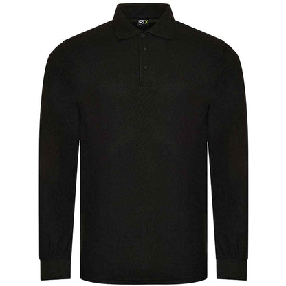 Black - Front - PRORTX Mens Long-Sleeved Polo Shirt