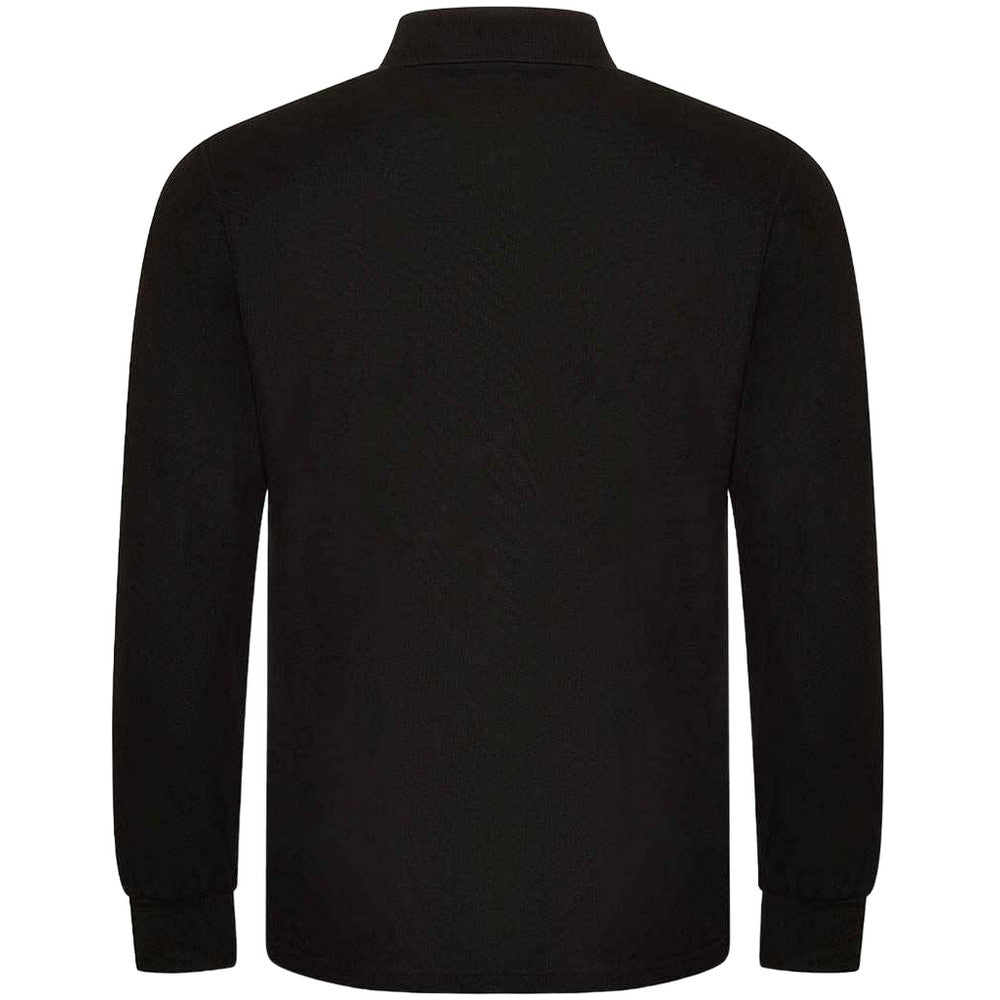 Black - Back - PRORTX Mens Long-Sleeved Polo Shirt