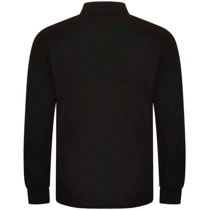 Black - Back - PRORTX Mens Long-Sleeved Polo Shirt