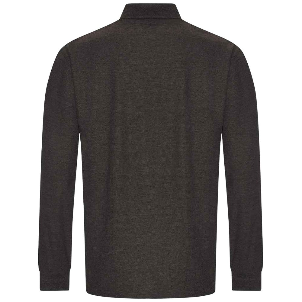 Charcoal - Back - PRORTX Mens Long-Sleeved Polo Shirt