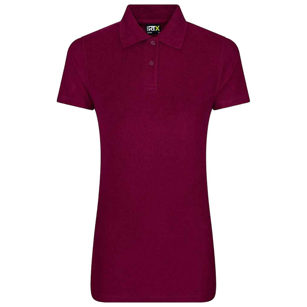 Burgundy - Front - PRO RTX Womens-Ladies Polo Shirt