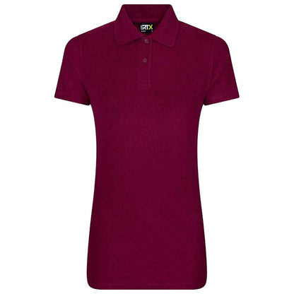 Burgundy - Front - PRO RTX Womens-Ladies Polo Shirt