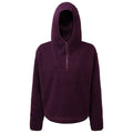 Mulberry Red - Front - TriDri Womens-Ladies Sherpa Fleece Quarter Zip Hoodie