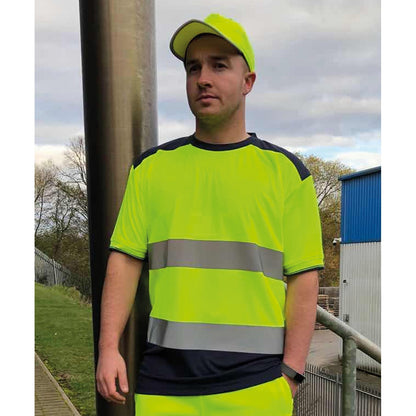 Yellow-Navy - Back - Yoko Mens Hi-Vis Two Tone T-Shirt
