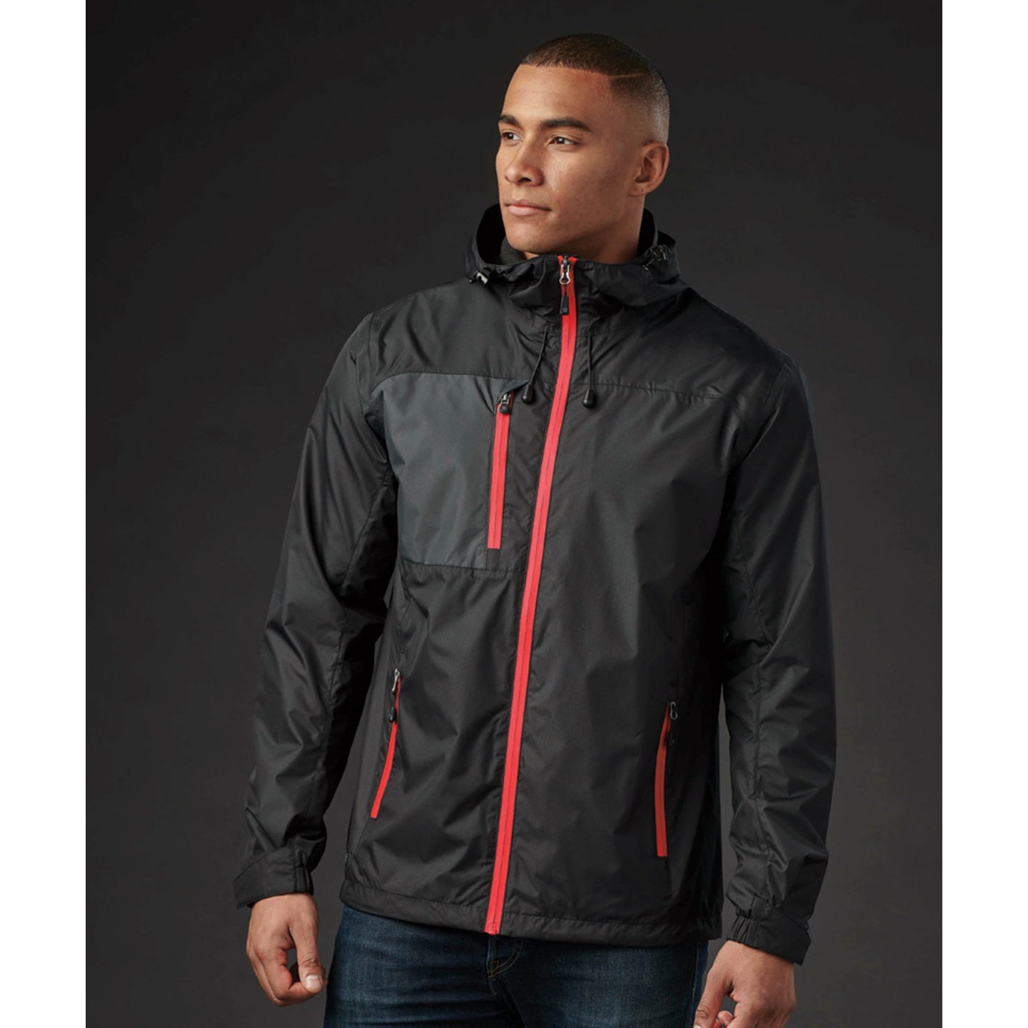 Black-Bright Red - Back - Stormtech Mens Olympia Shell Jacket