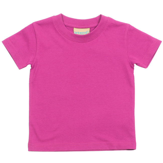 Fuchsia - Front - Larkwood Baby-Childrens Crew Neck T-Shirt - Schoolwear