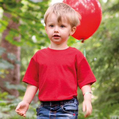 Red - Back - Larkwood Baby-Childrens Crew Neck T-Shirt - Schoolwear