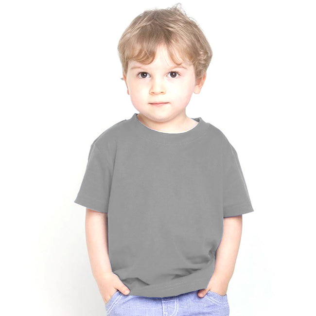 Heather Grey - Back - Larkwood Baby-Childrens Crew Neck T-Shirt - Schoolwear