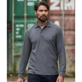 Solid Grey - Back - PRORTX Mens Long-Sleeved Polo Shirt