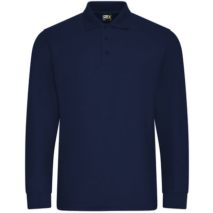 Solid Grey - Side - PRORTX Mens Long-Sleeved Polo Shirt