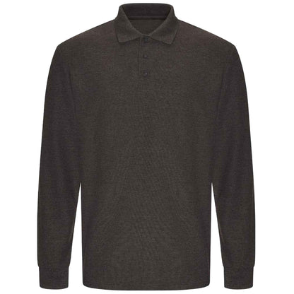 Charcoal - Front - PRORTX Mens Long-Sleeved Polo Shirt