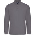Solid Grey - Front - PRORTX Mens Long-Sleeved Polo Shirt