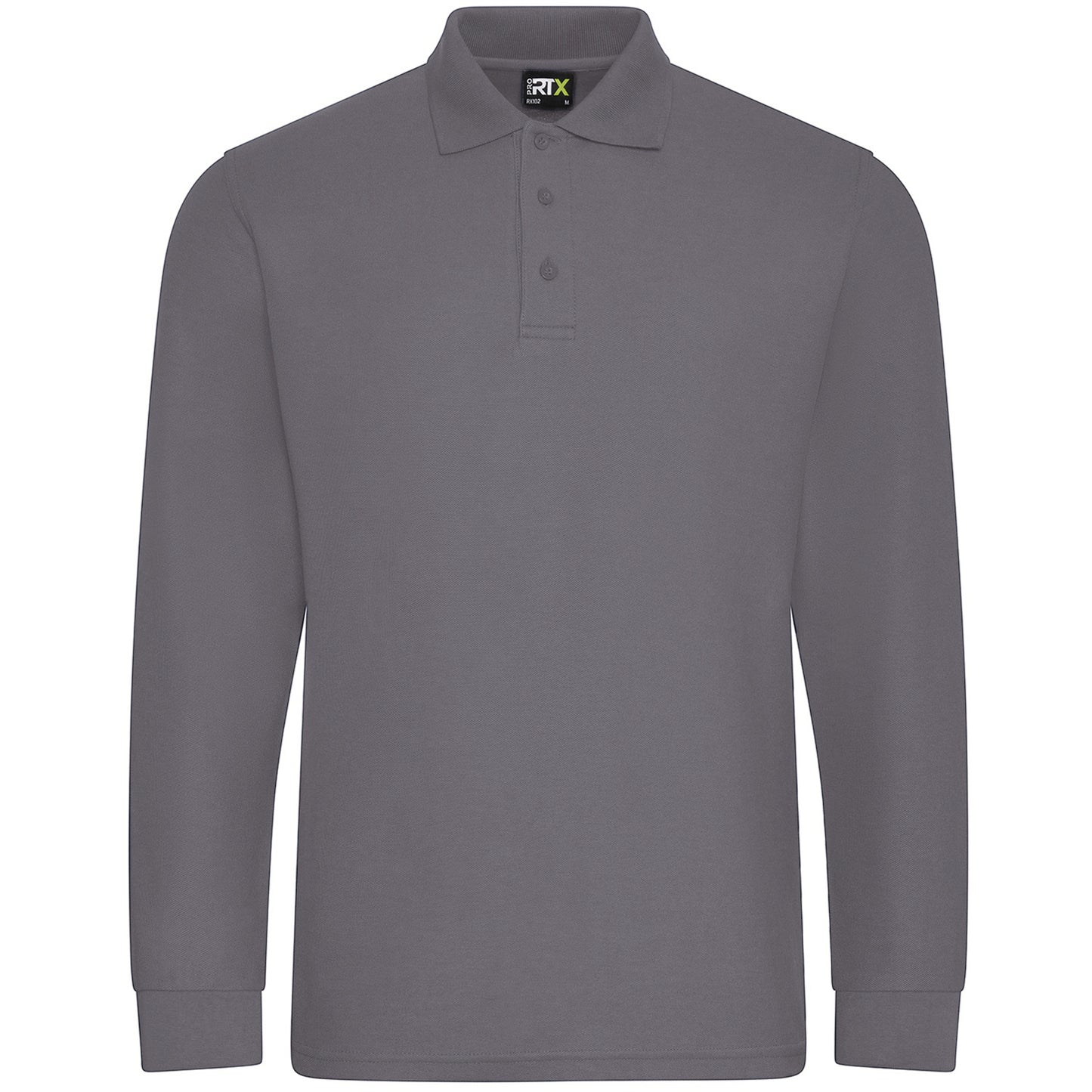 Solid Grey - Front - PRORTX Mens Long-Sleeved Polo Shirt