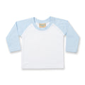 White-Pale Blue - Front - Larkwood Baby Long Sleeved Baseball T-Shirt