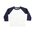 White-Navy - Front - Larkwood Baby Long Sleeved Baseball T-Shirt