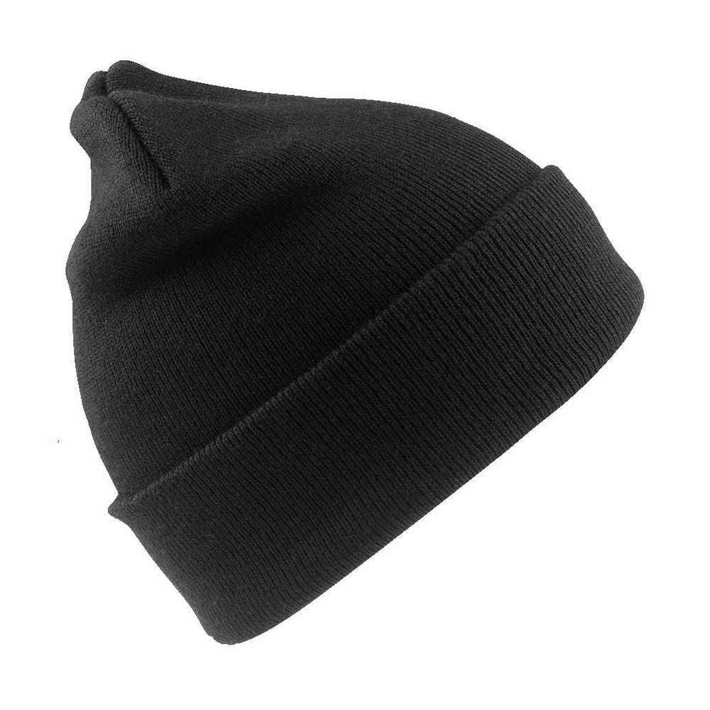 Black - Front - Result Genuine Recycled Mens Woolly Ski Hat
