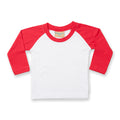White-Red - Front - Larkwood Baby Long Sleeved Baseball T-Shirt