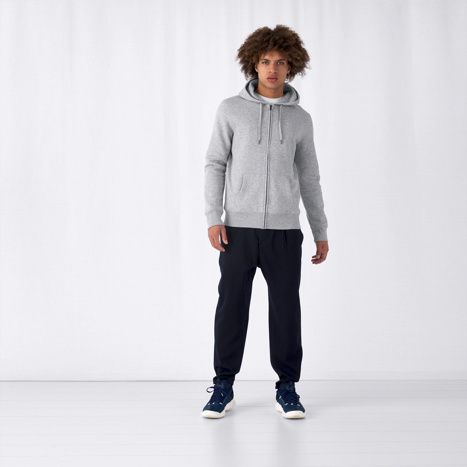 Grey Heather - Lifestyle - B&C Mens Full Zip Hoodie